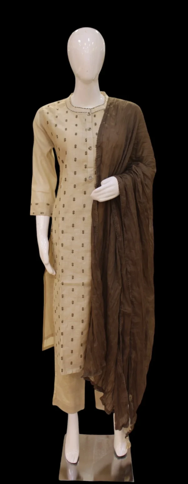 Beige and Dark Brown Salwar Set