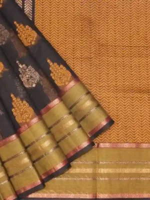 Black Handloom Pure Kovai Cotton Saree
