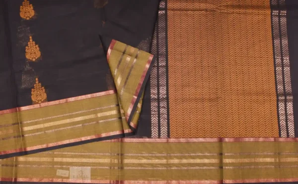 Black Handloom Pure Kovai Cotton Saree