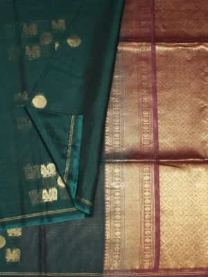 Bottle Green Pure Silk Cotton Saree (3)