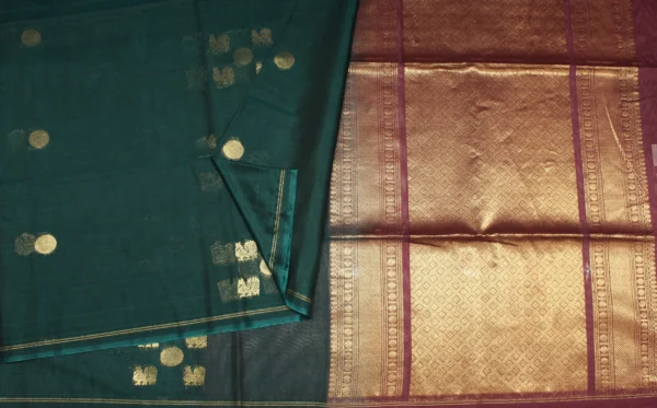 Bottle Green Pure Silk Cotton Saree