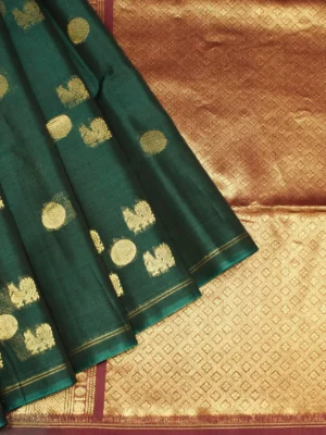 Bottle Green Pure Silk Cotton Saree
