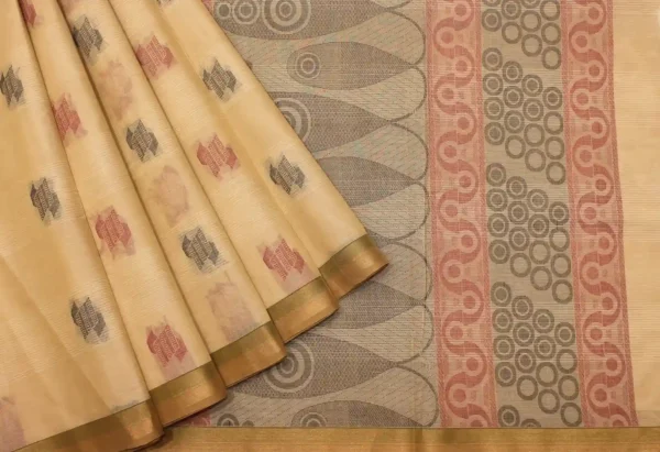 Cream Beige Pure Kovai Cotton Saree