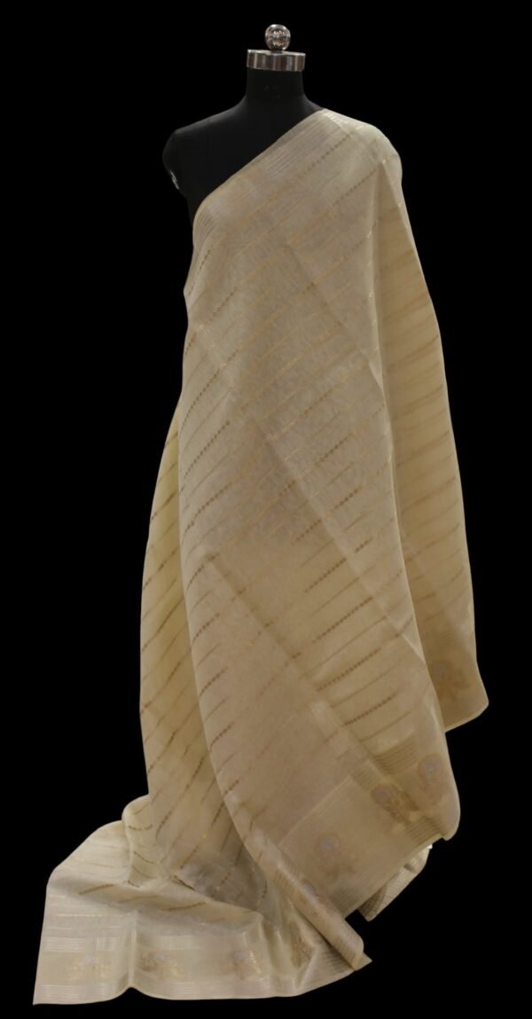 Cream Gold Kota Tissue Saree