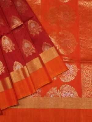 Crimson Red Pure Silk Cotton Saree