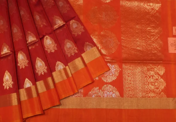 Crimson Red Pure Silk Cotton Saree