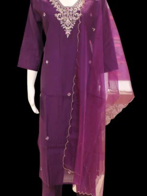 Dark Purple Silk Cotton Salwar Set