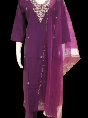 Dark Purple Silk Cotton Salwar Set