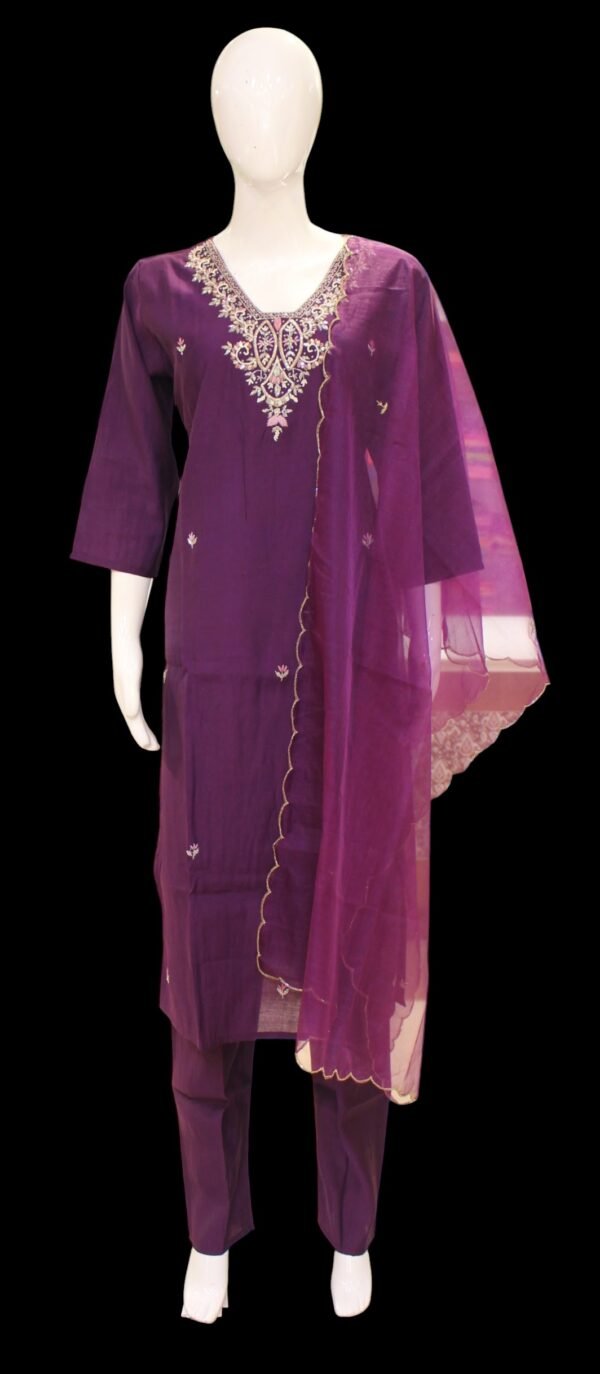 Dark Purple Silk Cotton Salwar Set