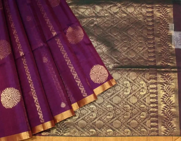 Deep Purple Pure Silk Cotton Saree