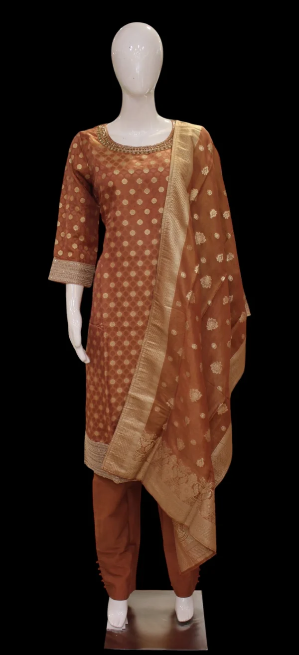 Rust Brown Banarasi Salwar Set
