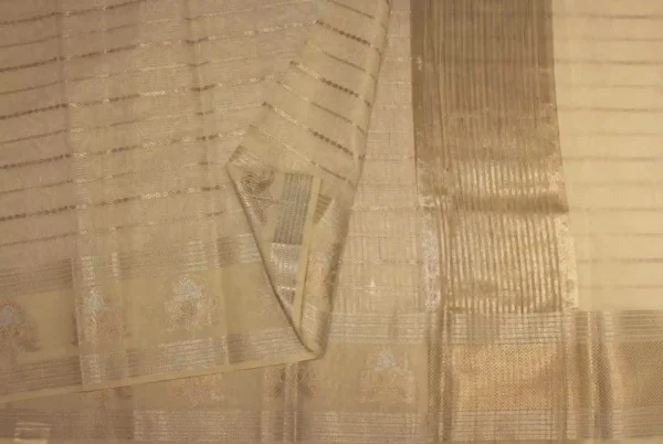 Cream Gold Kota Tissue Saree