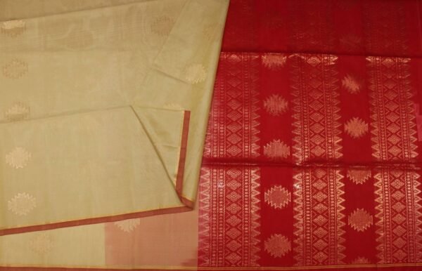 Ivory Cream Pure Silk Cotton Saree