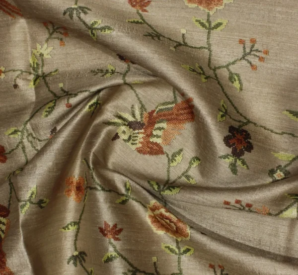 Khaki Semi Tussar Saree