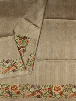 Khaki Semi Tussar Saree (3)