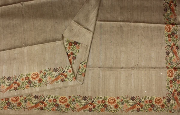 Khaki Semi Tussar Saree