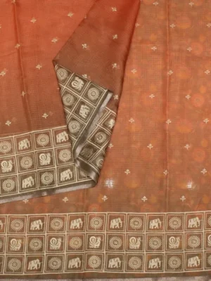 Light orange kota saree in close up