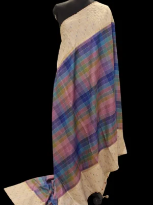 Multicolor Checks Semi Tussar Saree