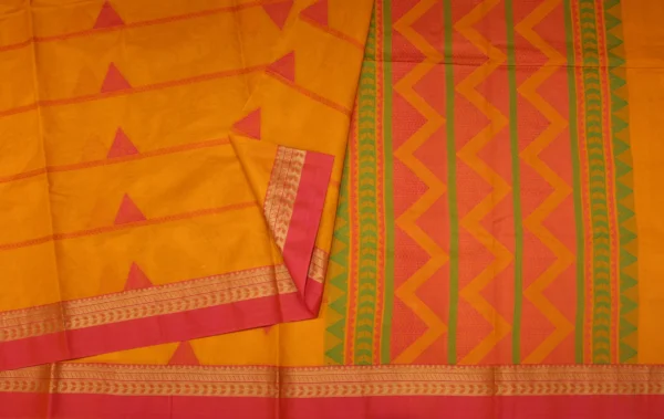 Mustard Yellow Kovai Cotton Saree