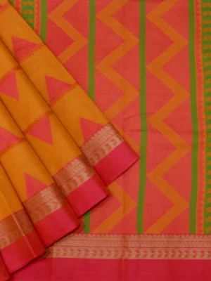 Mustard Yellow Kovai Cotton Saree