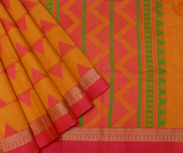 Mustard Yellow Kovai Cotton Saree