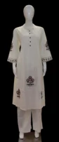 Off White Cotton Umbrella Kurti Set