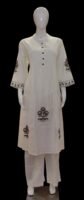 Off White Cotton Umbrella Kurti Set