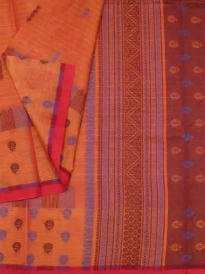 Orange Handloom Pure Kovai Cotton Saree (3)_11zon