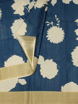 Prussian Blue Semi Tussar Saree (2)