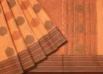 Pure Handloom Peach Apricot Kovai Cotton Saree