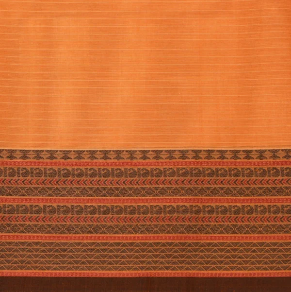 Pure Handloom Peach Apricot Kovai Cotton Saree