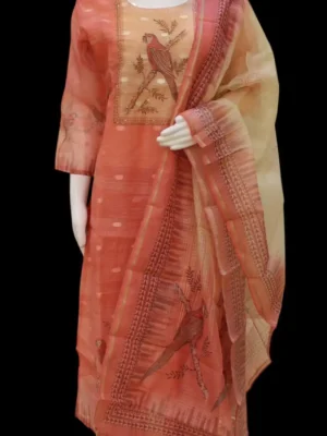 Rust Peach Kota Cotton Salwar Set