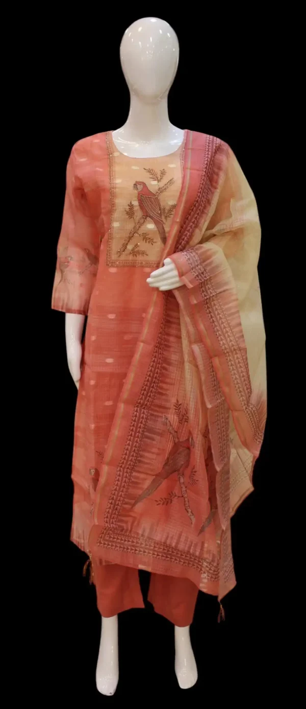 Rust Peach Kota Cotton Salwar Set