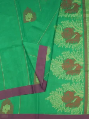 Sea Green Handloom Pure Kovai Cotton Saree (1)