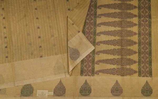 Pure Handloom Kovai Cotton Saree In Warm Beige