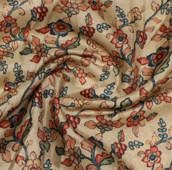 Cream Kalamkari Semi Tussar Saree