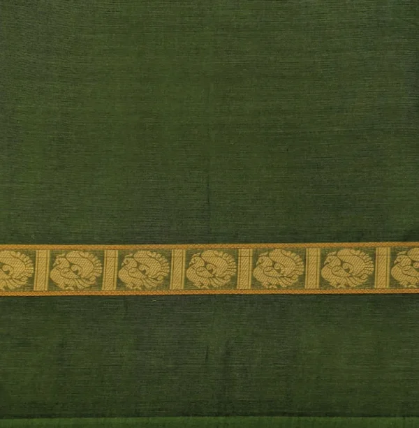 Pure Handloom Kovai Cotton Saree In Dark Forest Green