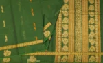 Pure Handloom Kovai Cotton Saree In Dark Forest Green