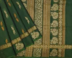 Pure Handloom Kovai Cotton Saree In Dark Forest Green