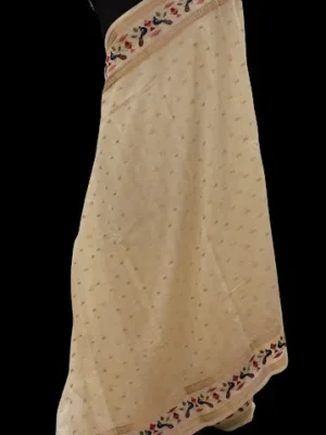 Ivory Cream Assam Silk Saree