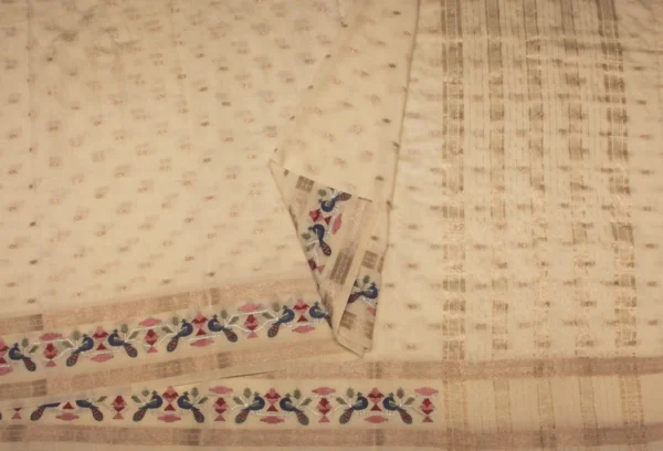 Ivory Cream Assam Silk Saree