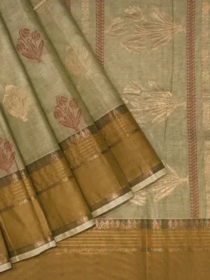 Pure Handloom Kovai Cotton Saree In Pista Green