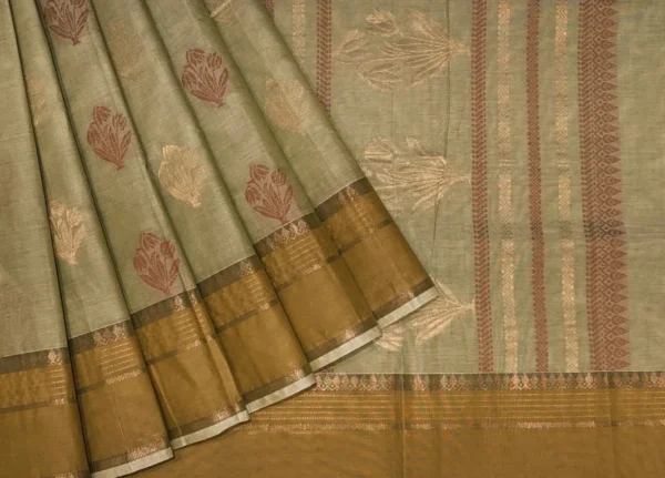 Pure Handloom Kovai Cotton Saree In Pista Green
