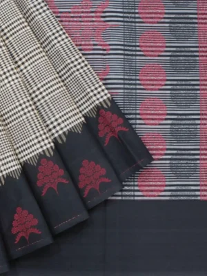 Black Pure Temple Cotton Saree