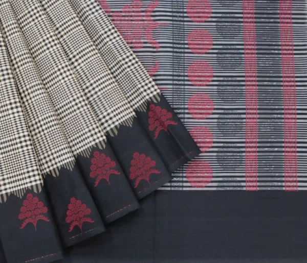 Black Pure Temple Cotton Saree