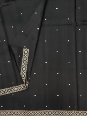 Black Semi Tussar Saree-closeup