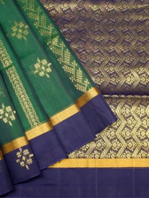 Bottle Green Pure Silk Cotton Saree