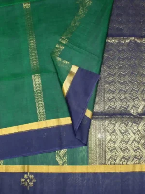 Bottle Green Pure Silk Cotton Saree (3)