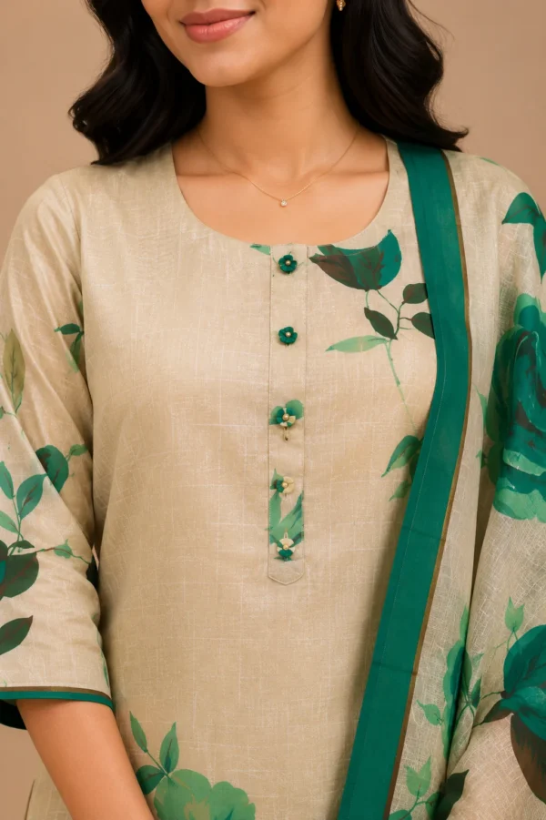Cream White Cotton Salwar Set