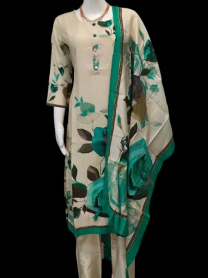 Cream White Cotton Salwar Set